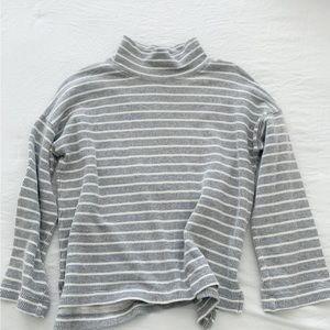 Madewell Gray Striped Mock Neck pullover sweater